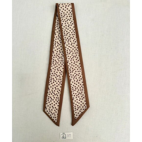Slim Scarf 34in Heart Print Neck Hair Hat Bag Wrap Romantic Accessory No37 - Picture 4 of 8